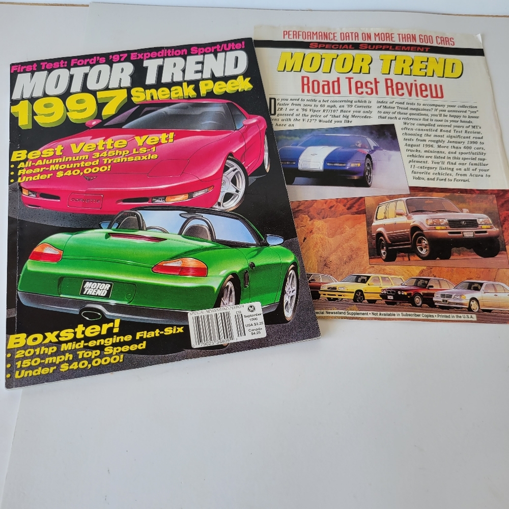 Motor Trend Magazine 1996 Corvette Boxter Car Collector 1